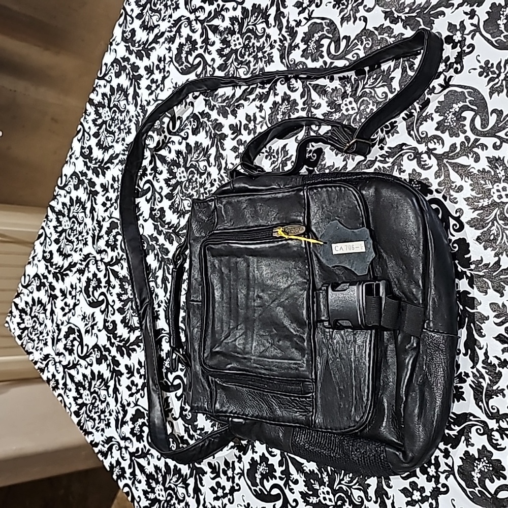 Black leather crossbody purse